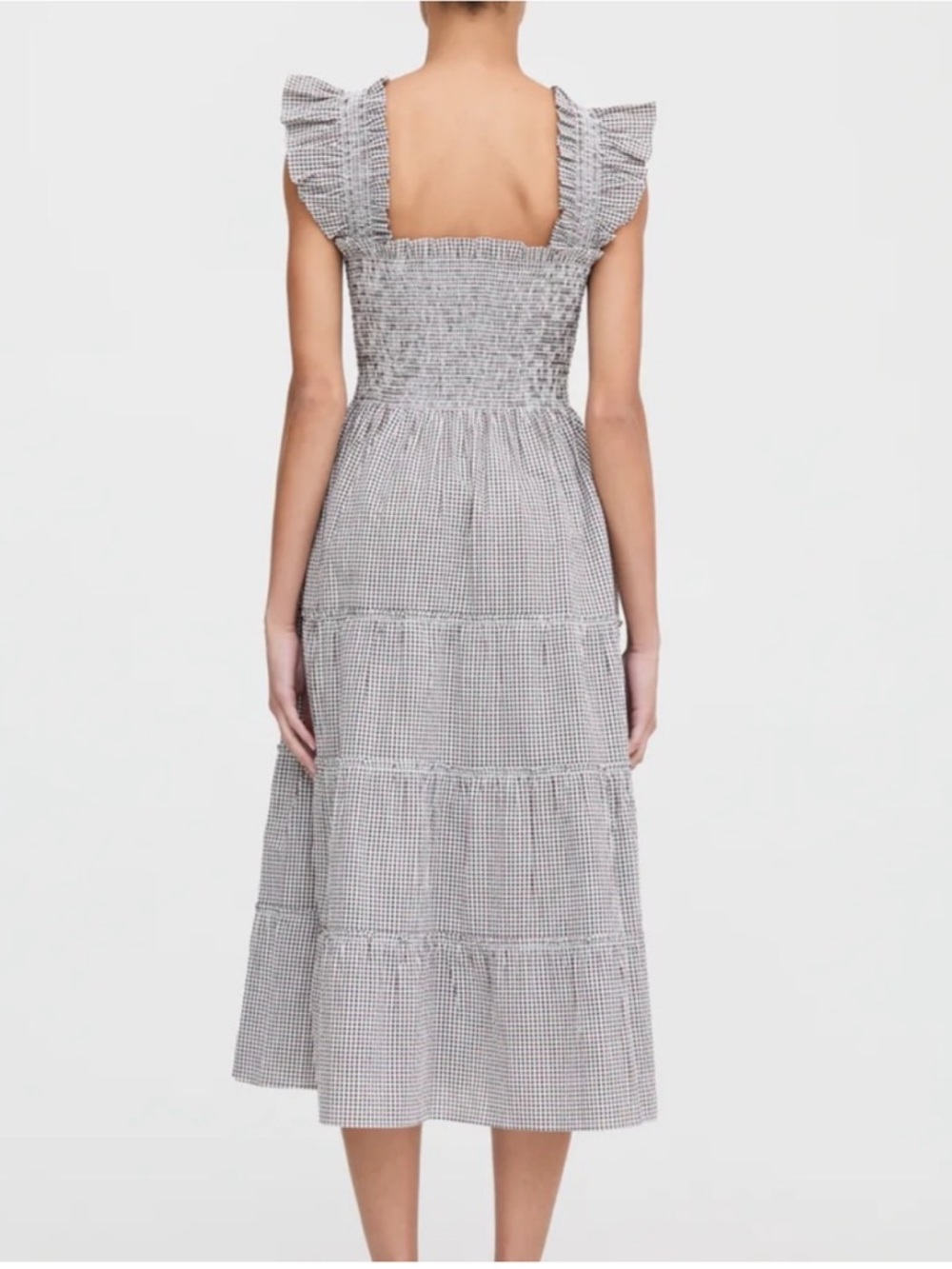 Hill House Blue Plaid Smocked Midi Dress with Flutter Straps - Picture 2 of 11